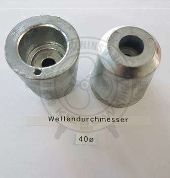 Zinkanode konisch für 40mm Welle (Wellenmutter mit Stift)