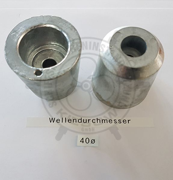 Zinkanode konisch für 40mm Welle (Wellenmutter mit Stift)